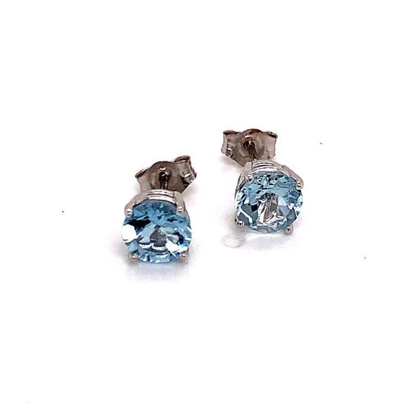 Natural Aquamarine Stud Earrings 14k White Gold 1.3 CTW Certified $950 113470 - Picture 9 of 13